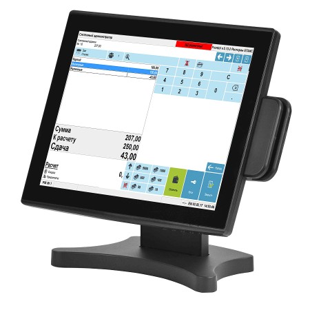 Сенсорный POS-монитор 15" Атол CPOS-15TM, P-CAP, с ридером МК, черный